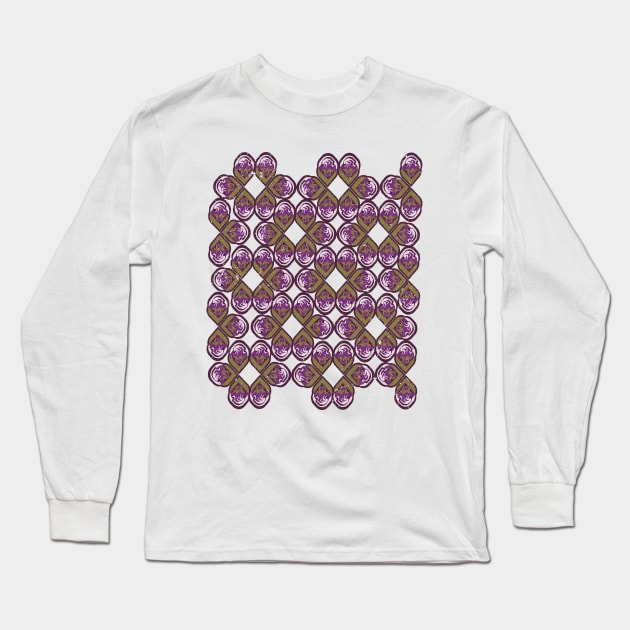 Purple and Olive Color Seamless Pattern Long Sleeve T-Shirt by Ezzkouch